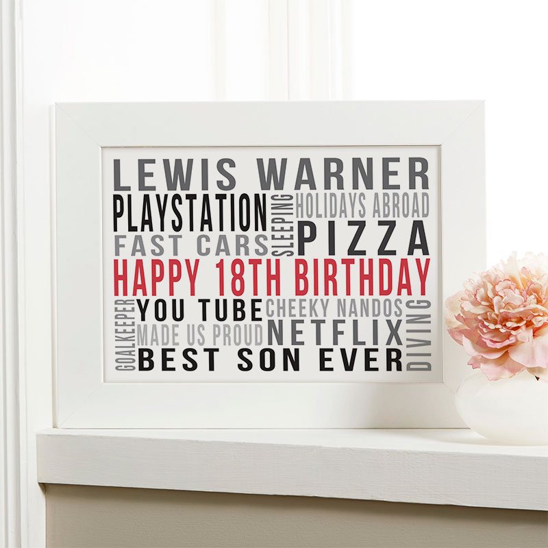 18th birthday gift ideas for boys personalised print landscape likes