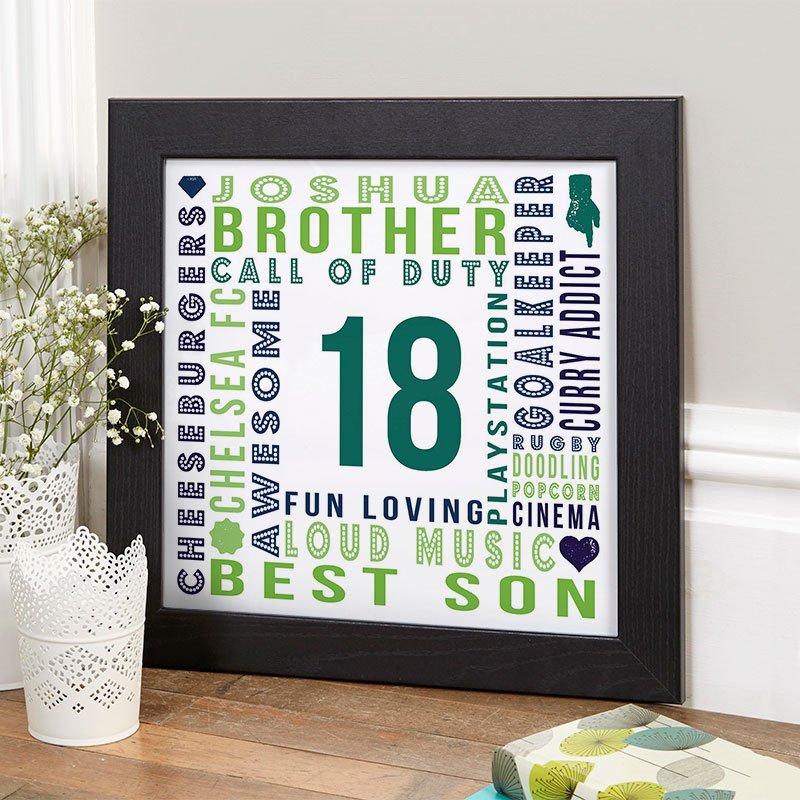 18th birthday gift idea for boys year of birth age personalised wall print