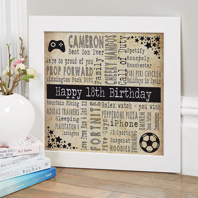 18th birthday gift ideas for boys personalised square corners