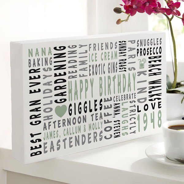 70th Birthday Personalised Word Art Ts For Her Chatterbox Walls