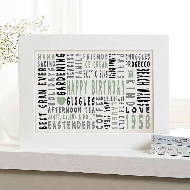 personalised present for wife 60th birthday word art gift landscape icons