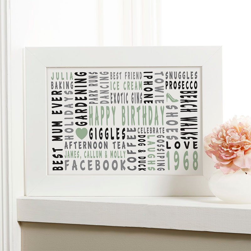 present ideas for her 50th birthday personalised word gift landscape icons