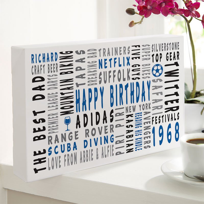 gift ideas for men 50th birthday personalised word picture print landscape icons