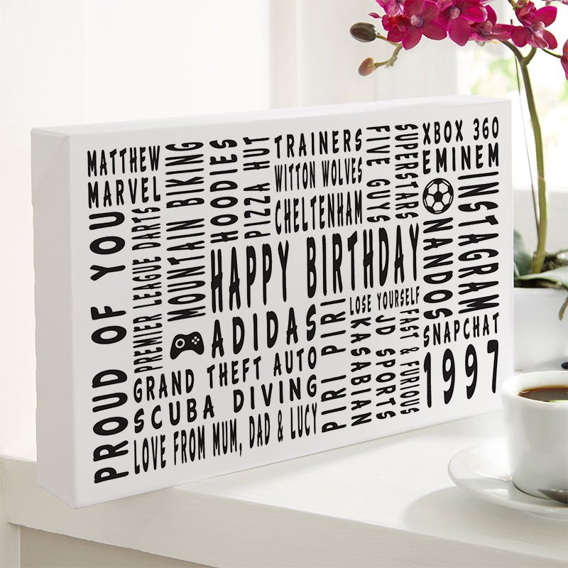 present ideas for him 21st birthday personalised word gift landscape icons
