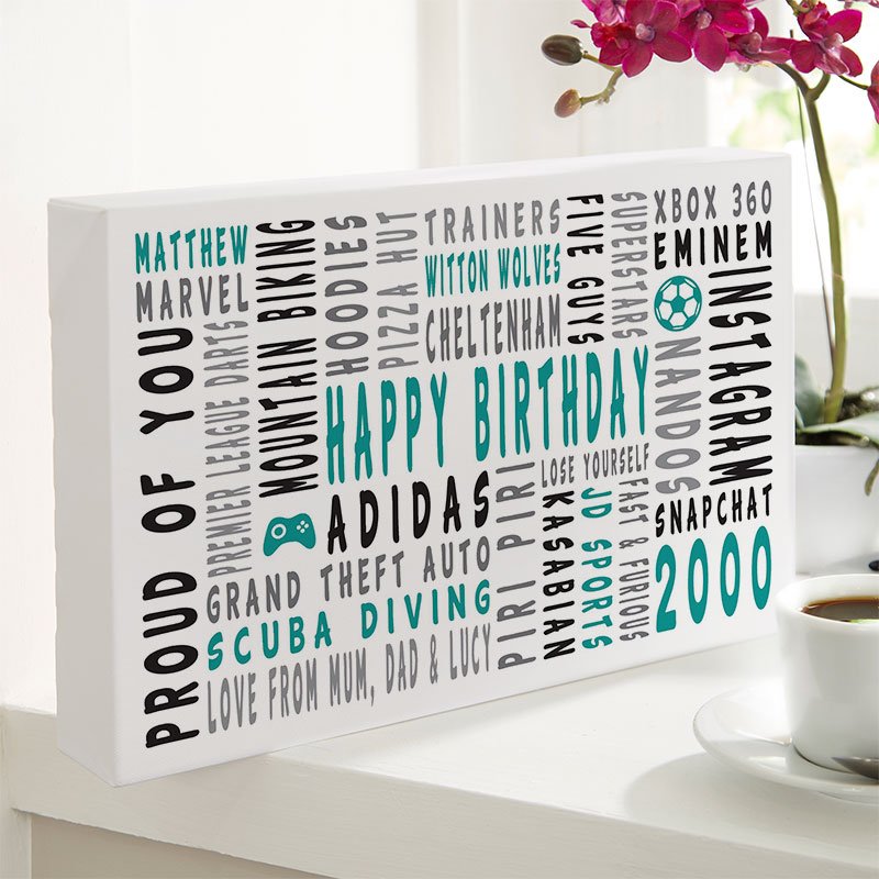 present ideas for boys 18th birthday personalised word gift landscape icons