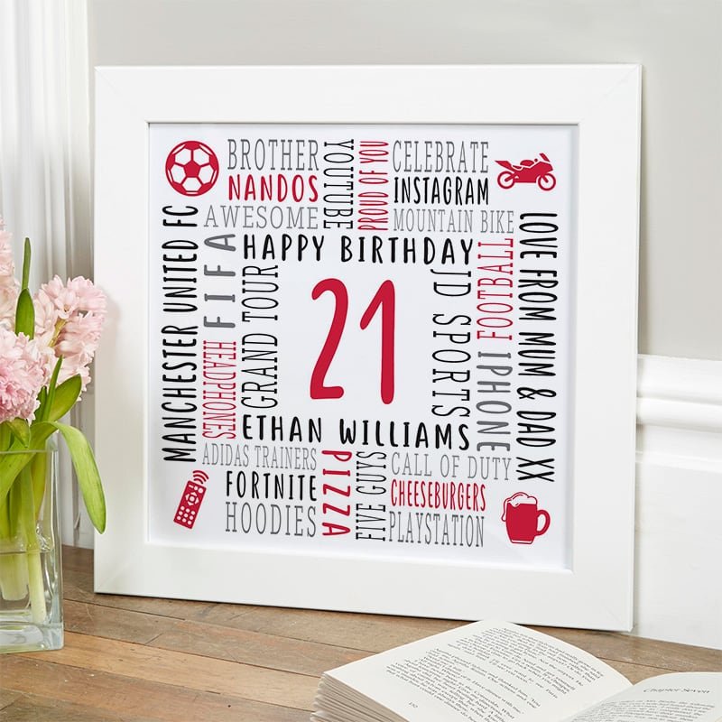 21st birthday gift for him word picture
