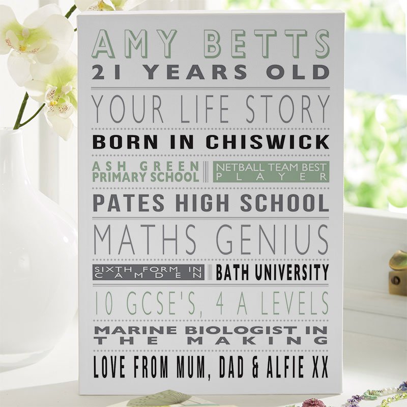 personalised 21st birthday gift for her life story unique print