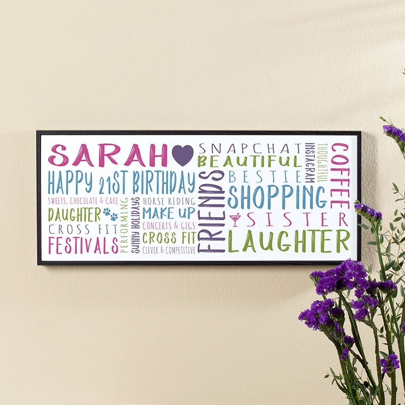 21st birthday gift ideas for her wall art personalised panoramic print