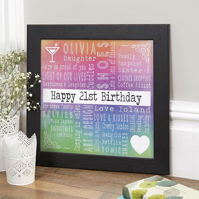 personalised 21st birthday gift for her unique picture print square corner