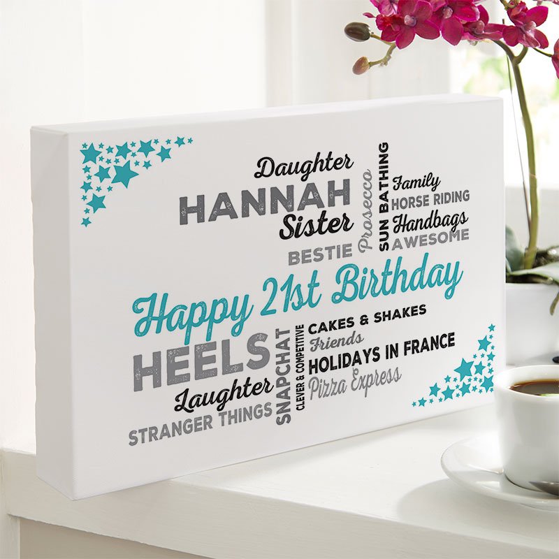 unusual 21st birthday gift for her typographic wall art framed print