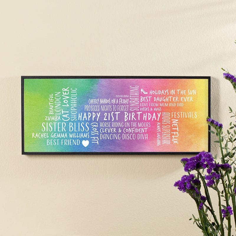 21st birthday daughter gift idea personalised word cloud text