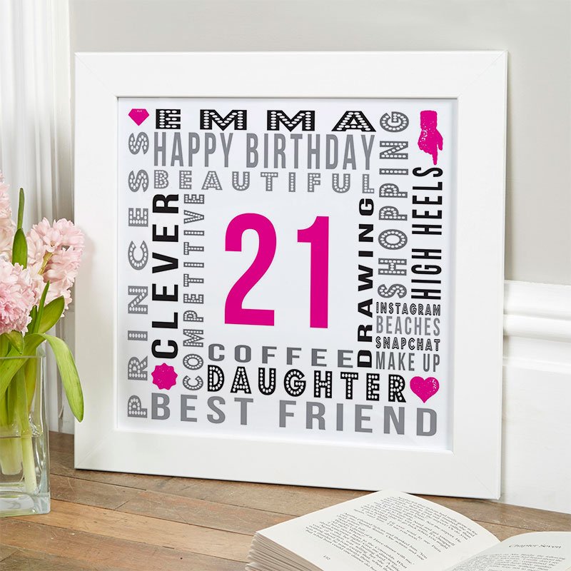 21st birthday gift idea for her year of birth age personalised wall print