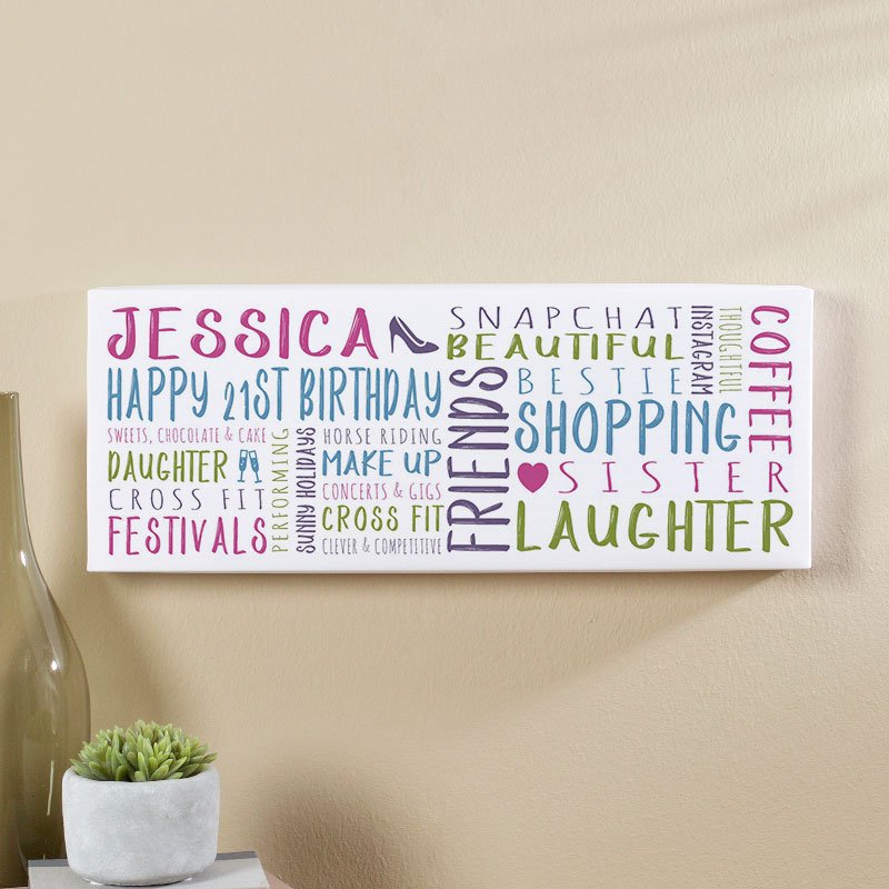personalised 21st birthday gifts for her word art print panoramic