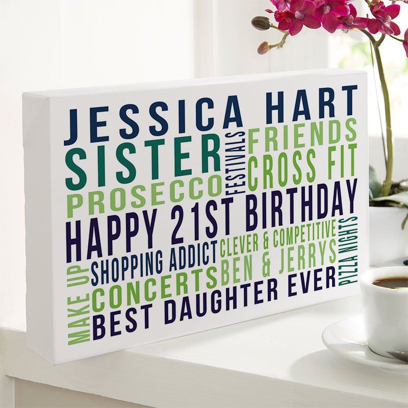 21st birthday present for her personalised word print landscape likes