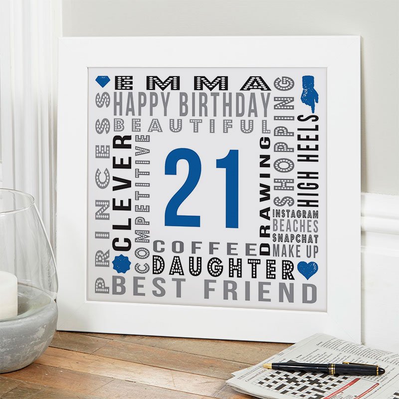 21st birthday gift for her personalised wall art picture year of birth
