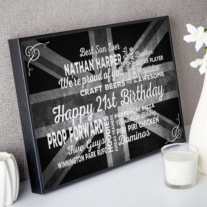 unique 21st birthday gift for him typographic wall art print