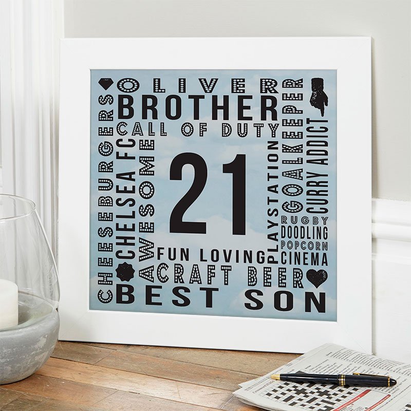unique 21st birthday gift for him personalised word picture year of birth