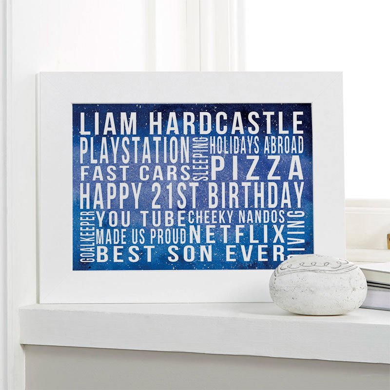 personalised gifts for mens 21st birthday word print landscape likes