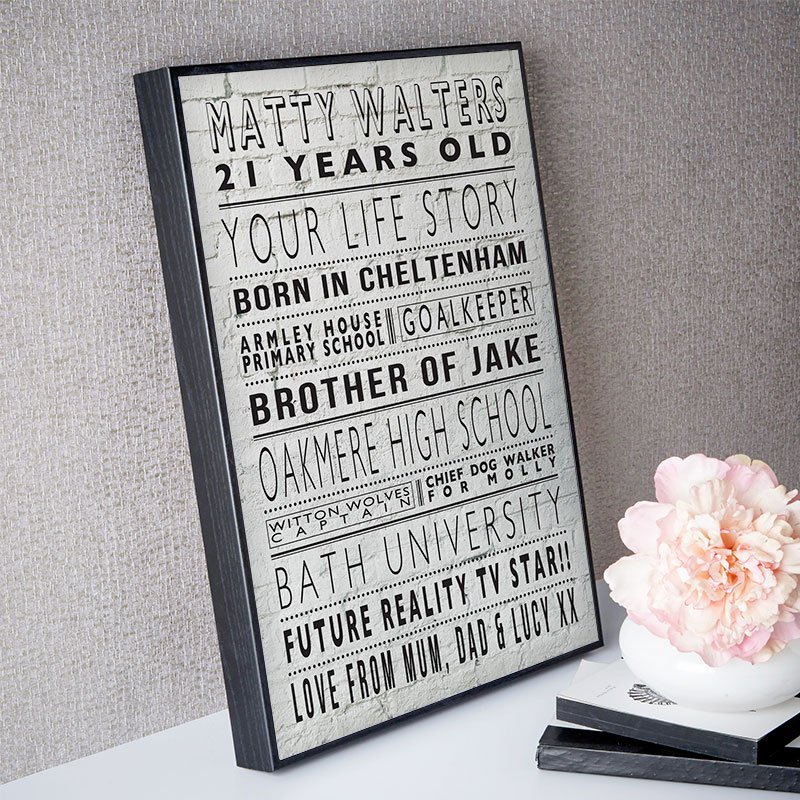 21st birthday present ideas for him personalised life story