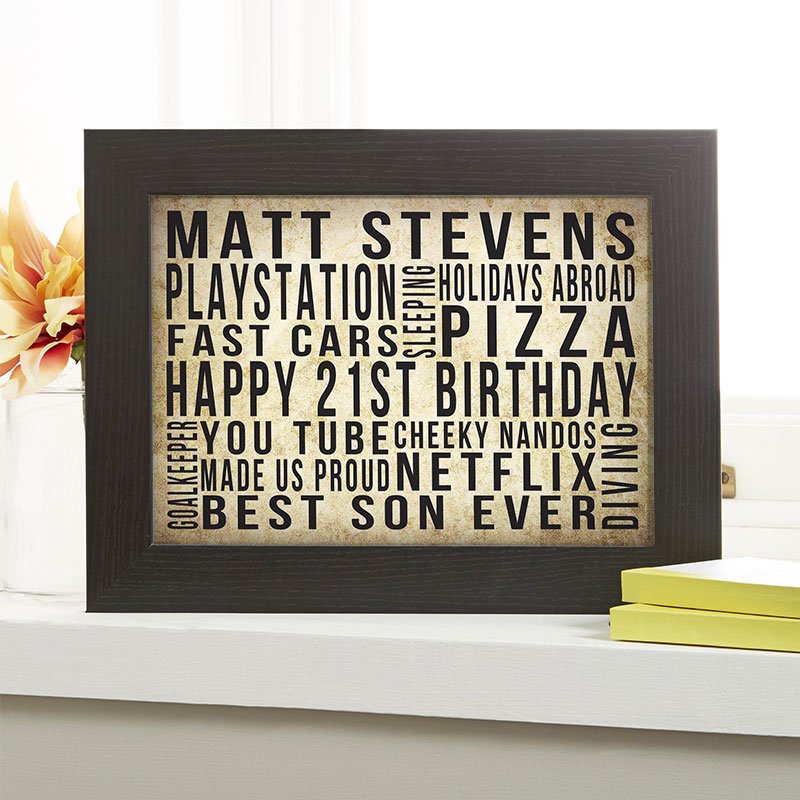 gifts for his 21st birthday personalised wall art word print landscape likes