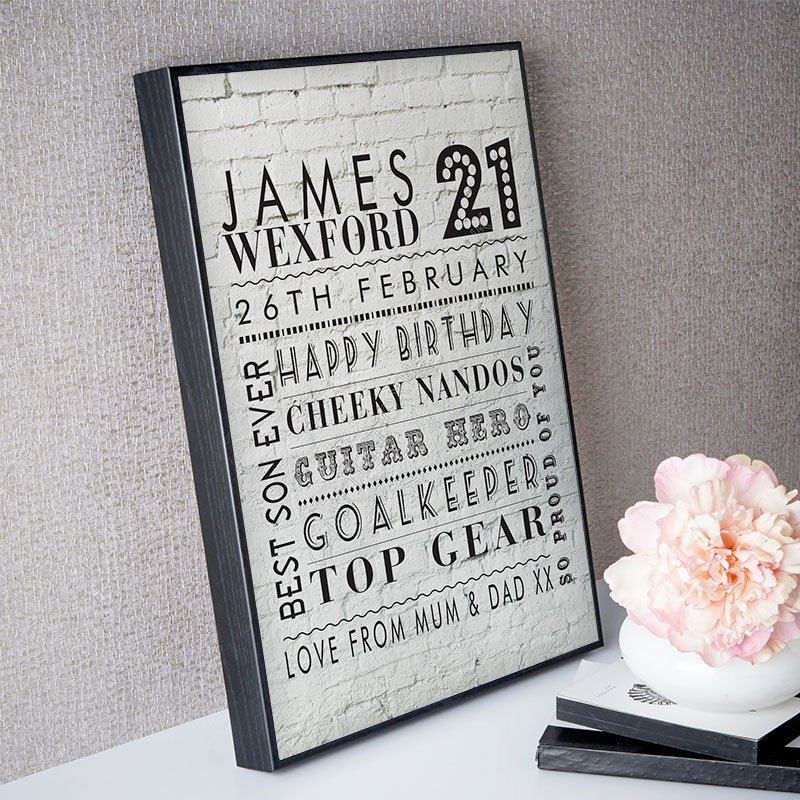 unique 21st birthday gift for him personalised picture print age corner