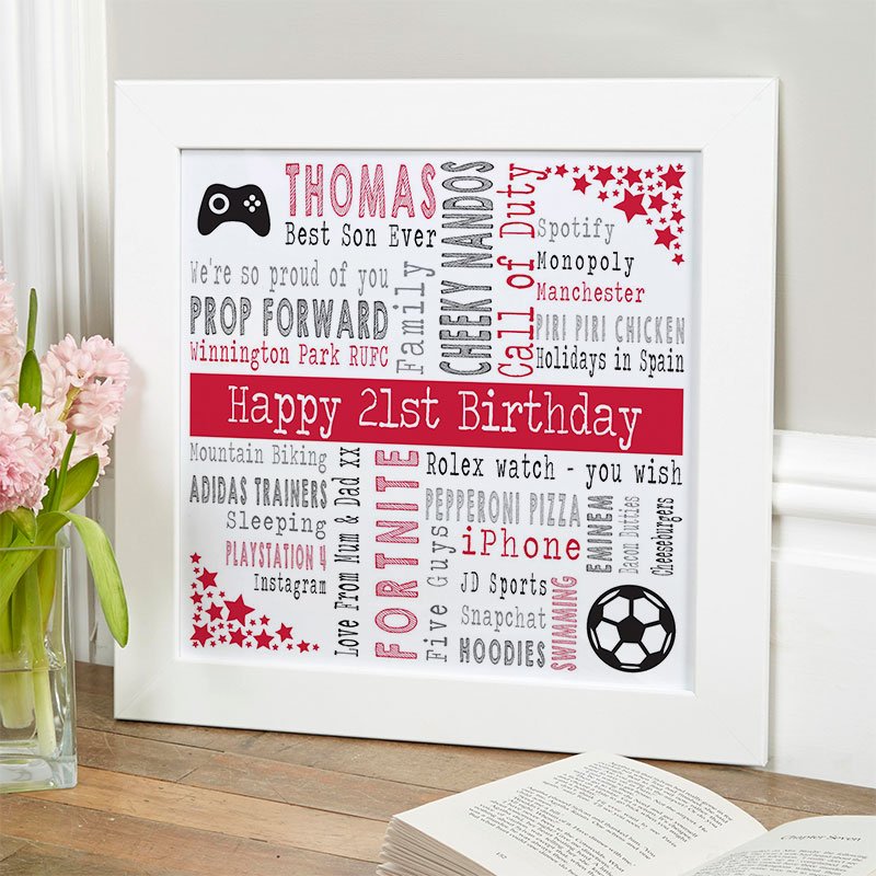 21st birthday gift ideas for him personalised square corners