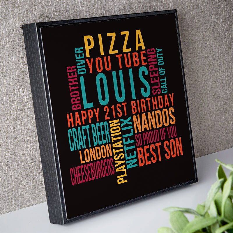 21st birthday present for son personalised wall art print square likes