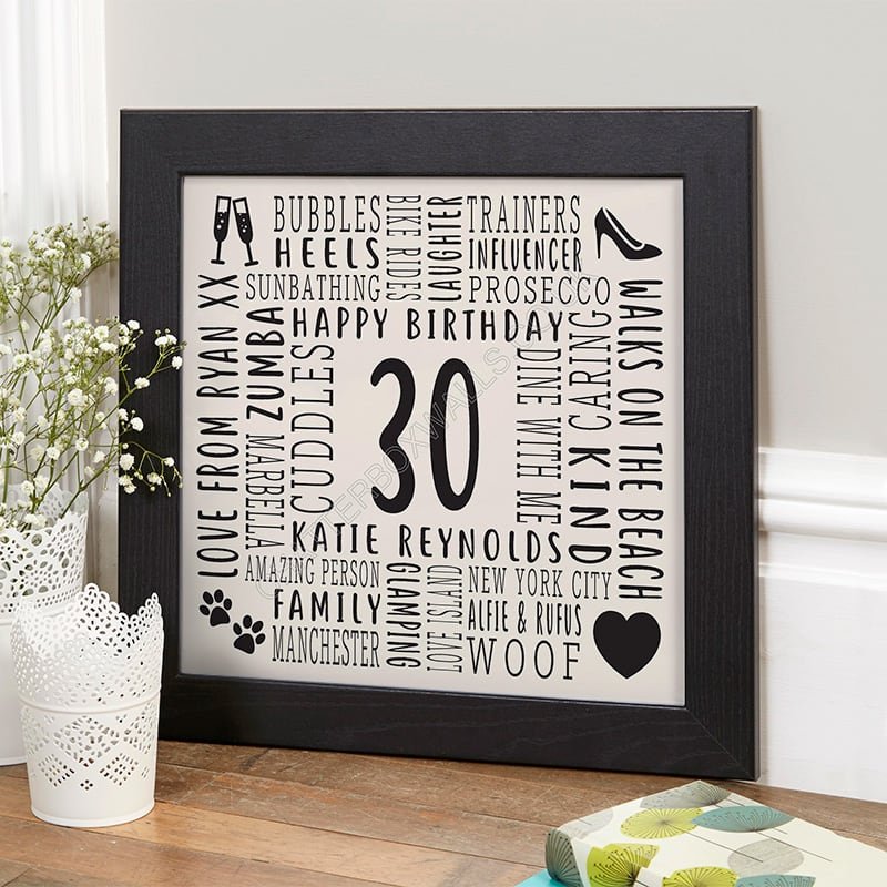 30th birthday gift ideas for her bespoke picture