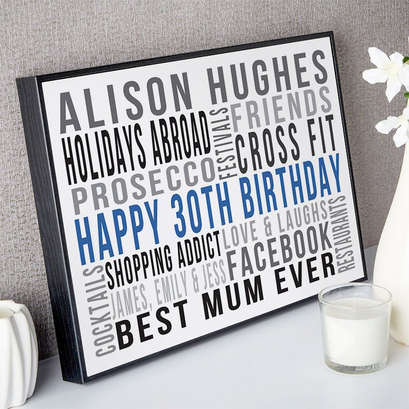 personalised gifts for her 30th birthday word print landscape likes