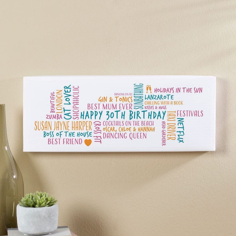 30th birthday mum gift idea personalised word cloud text