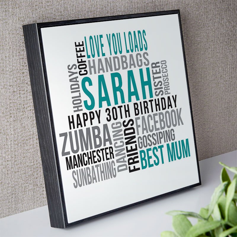 30th birthday present for her personalised wall art print square likes