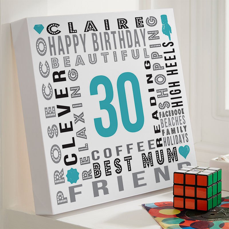personalised 30th birthday present for her year of birth wall art print