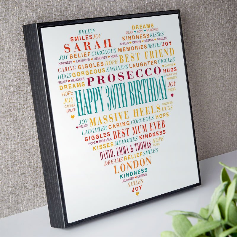 30th birthday personalised gift idea for her love heart picture print