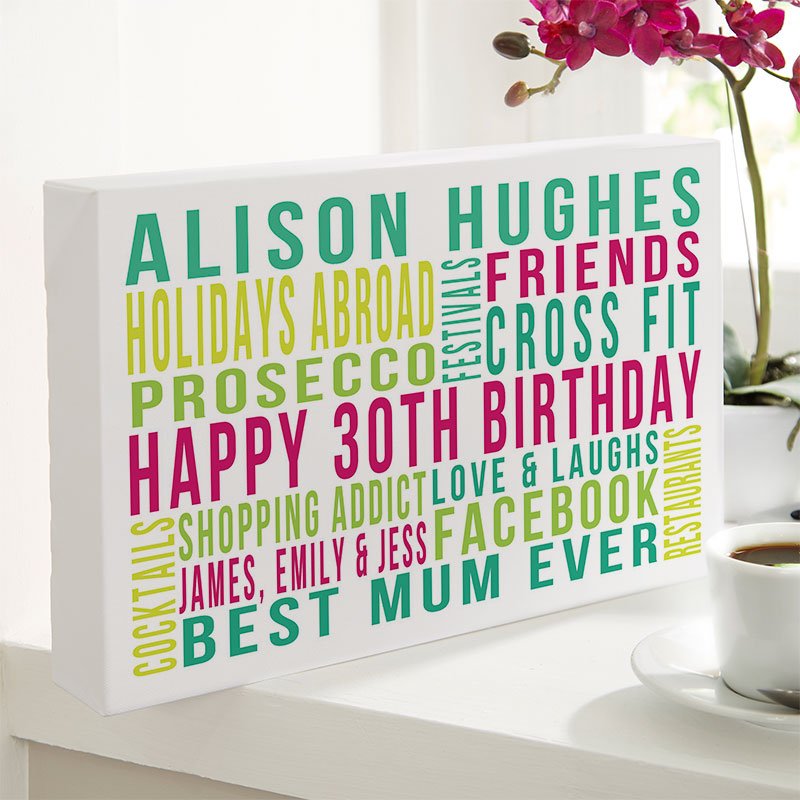 30th birthday present for her personalised word print landscape likes