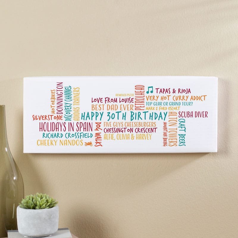 30th birthday son gift idea personalised word cloud text
