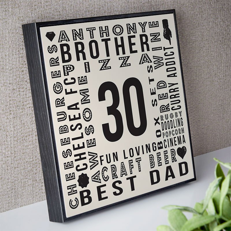 unique 30th birthday gift for him personalised word picture year of birth