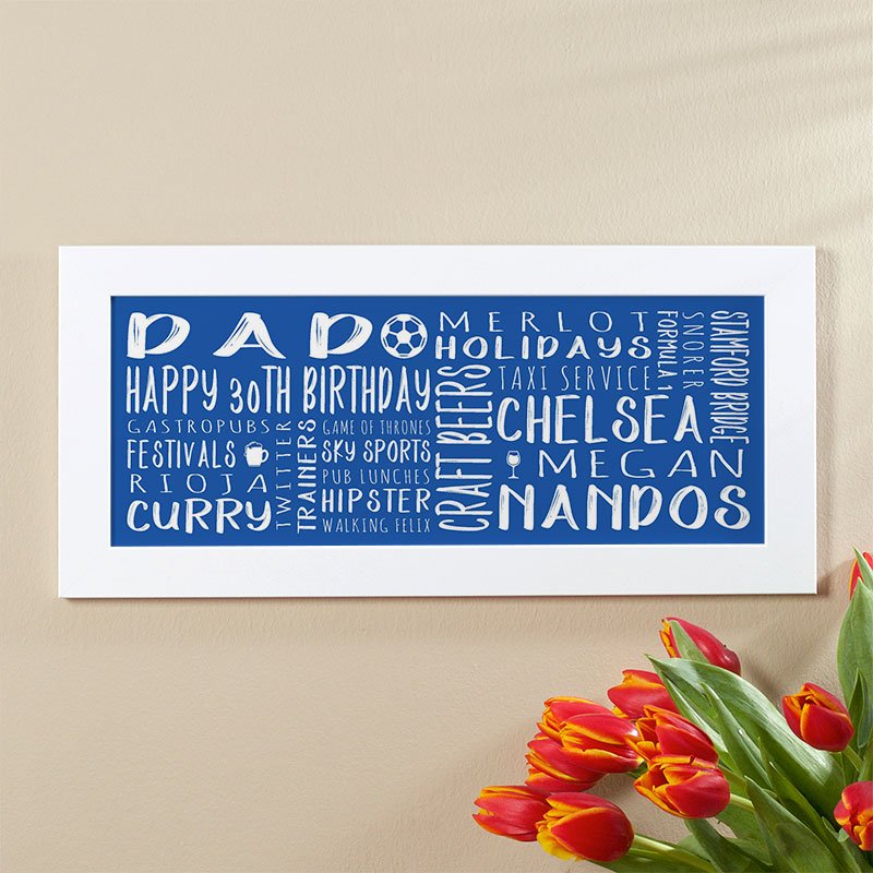 30th birthday gift ideas for him wall art personalised panoramic print