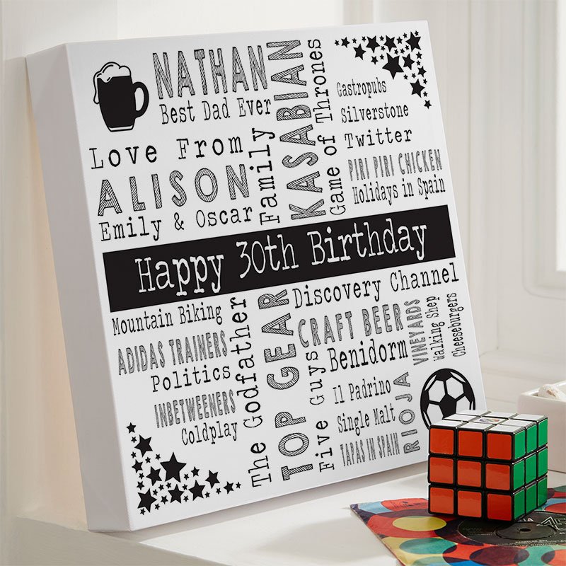 personalised 30th birthday gift for him unique picture print square corner