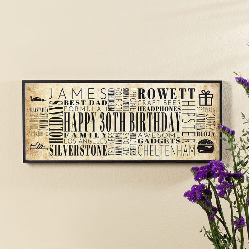 30th birthday gift ideas word picture