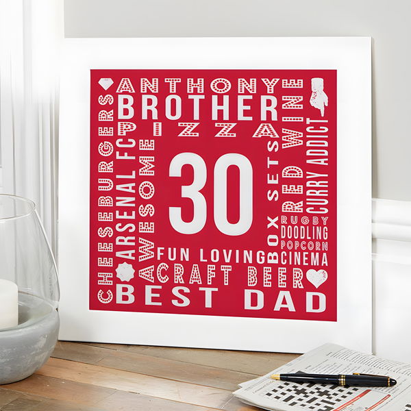 30th Birthday Gift Ideas For Men | Chatterbox Walls Word Art