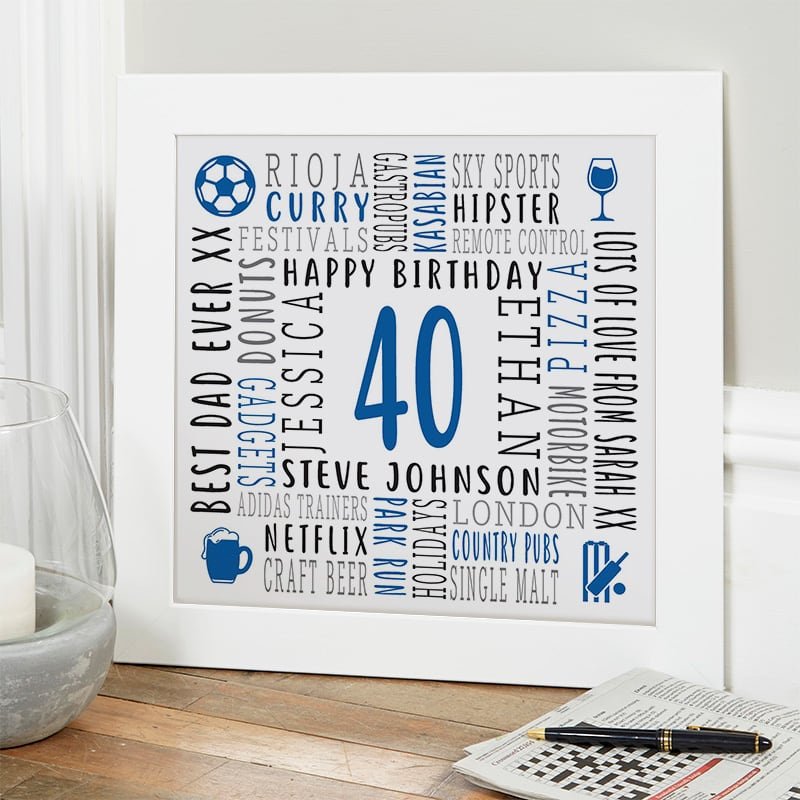 40th Birthday Personalised Gifts for Men