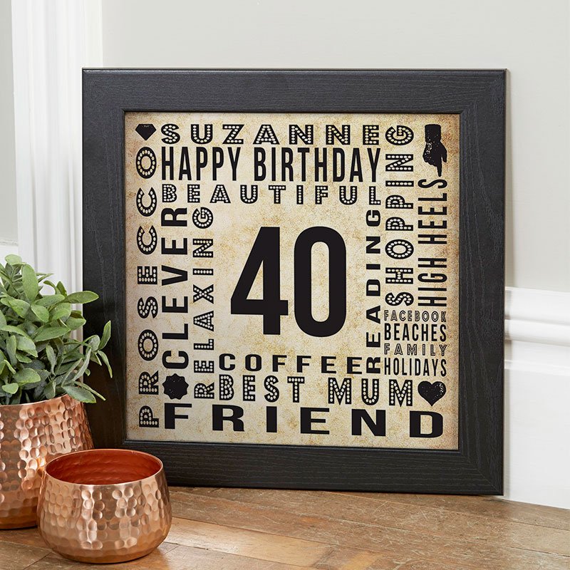 40th birthday gift ideas for her personalised year of birth age picture print