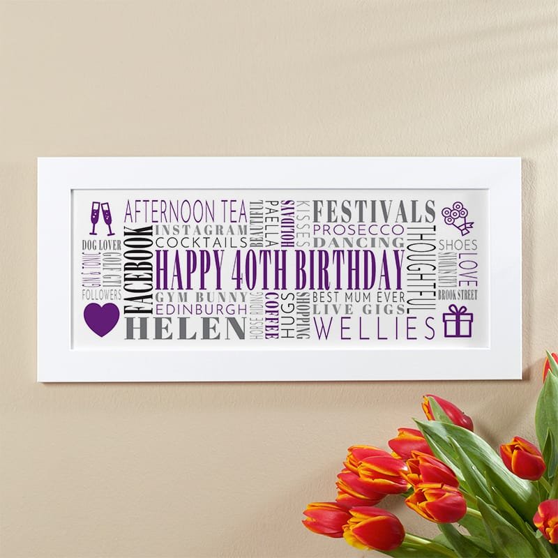 40th birthday gift ideas word picture