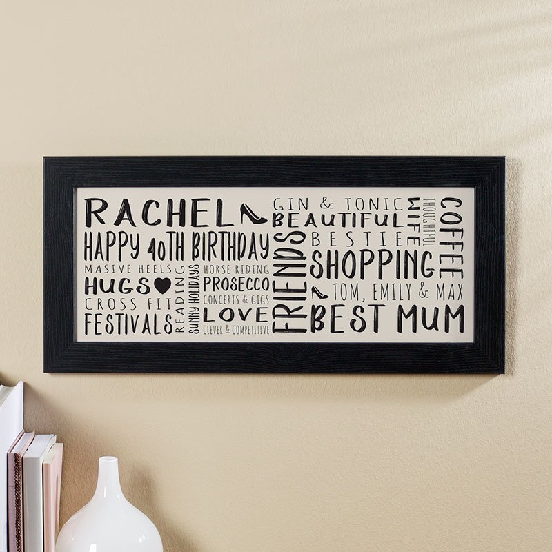 40th birthday gift ideas for her wall art personalised panoramic print