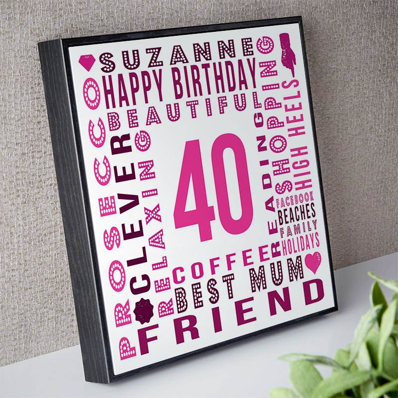 personalised 40th birthday present for her year of birth wall art print