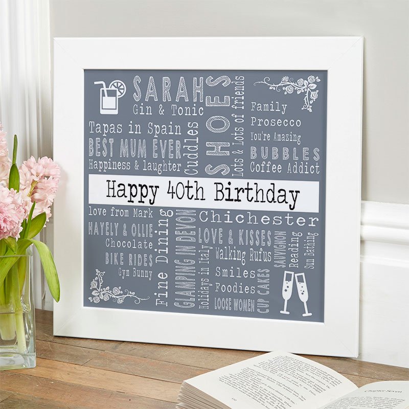Personalised 40th Unique Birthday Gifts For Her