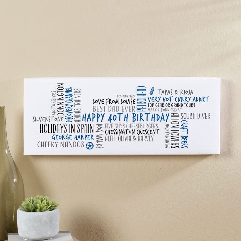 40th birthday dad gift idea personalised word cloud picture print