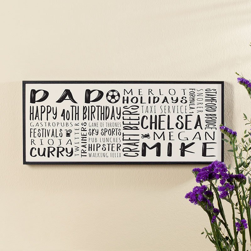 40th birthday gift ideas for him wall art personalised panoramic print