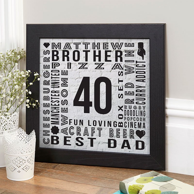 40th birthday gift for him personalised wall art picture year of birth