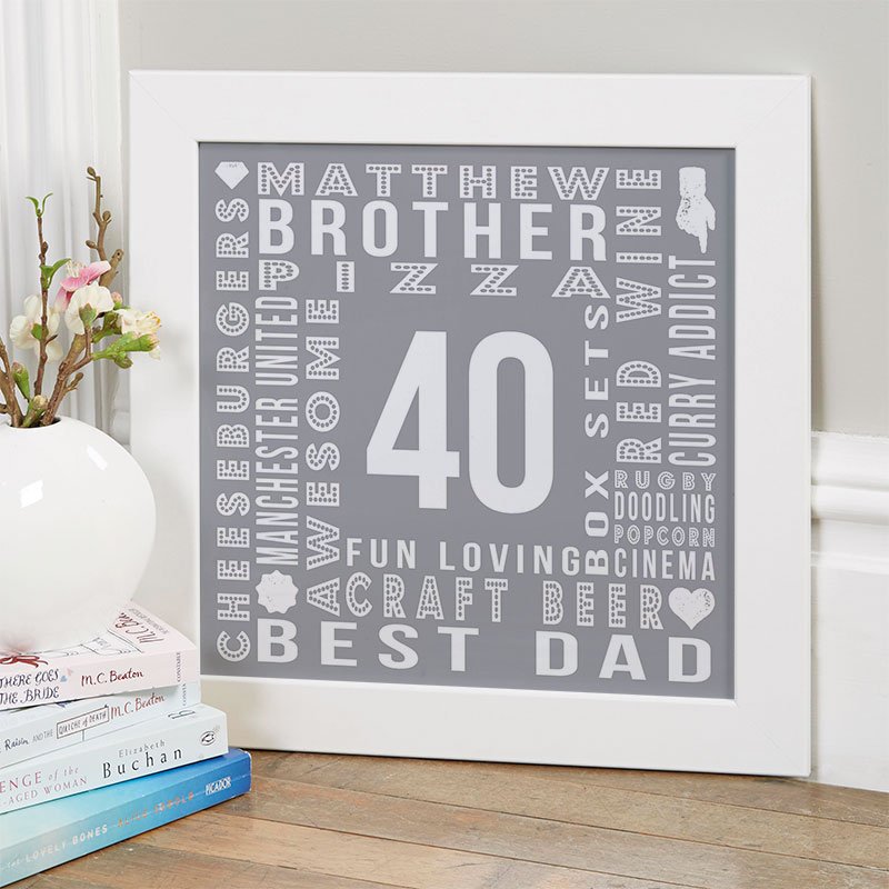 40th birthday gift idea for husband year of birth age personalised wall print